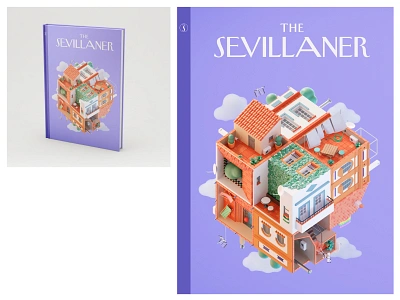 Cover proposal for The Sevillaner project 2024 3d blender blue city cover design elements graphic design illustration objects poster proposal props puntocubo rubik rubikcube seville the newyorker thesevillaner