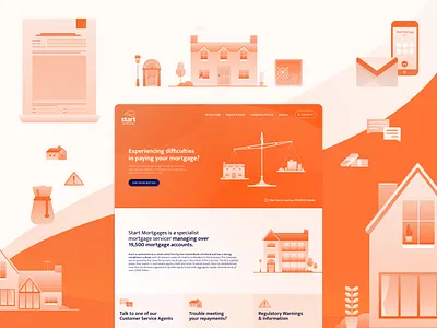 UI & Illustrations balance bank contact design house illustration illustrations money mortgage orange rent sollicitor typeface ui uiux