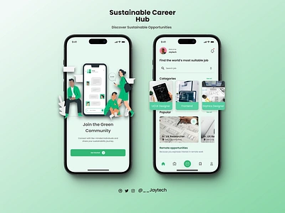 Sustainable Careers Hub Ui/UX Design 📱 - Job Search app design branding designinspo ecommerce figma hireme illustration innovative inspiration jobs hunt mobile mobiledesign mockups prototype ui ux