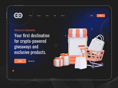 Website layout crypto design gift landing page store ui webdesign