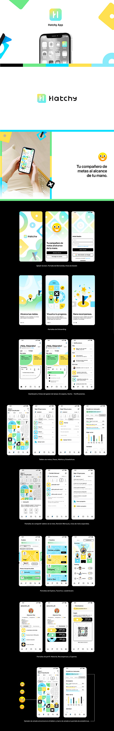 Hatchy - Habits & Goals App Prototype app board branding dashboard design figma gamification goals habits illustration productivity prototype ui