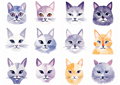 Watercolor cats cats clipart png watercolor