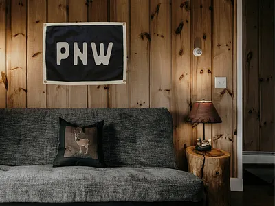 PNW Camp Flag banner branding camp camp banner camp flag camping explore forest graphic design merch national park northwest oregon outdoors pennant pnw state park washington