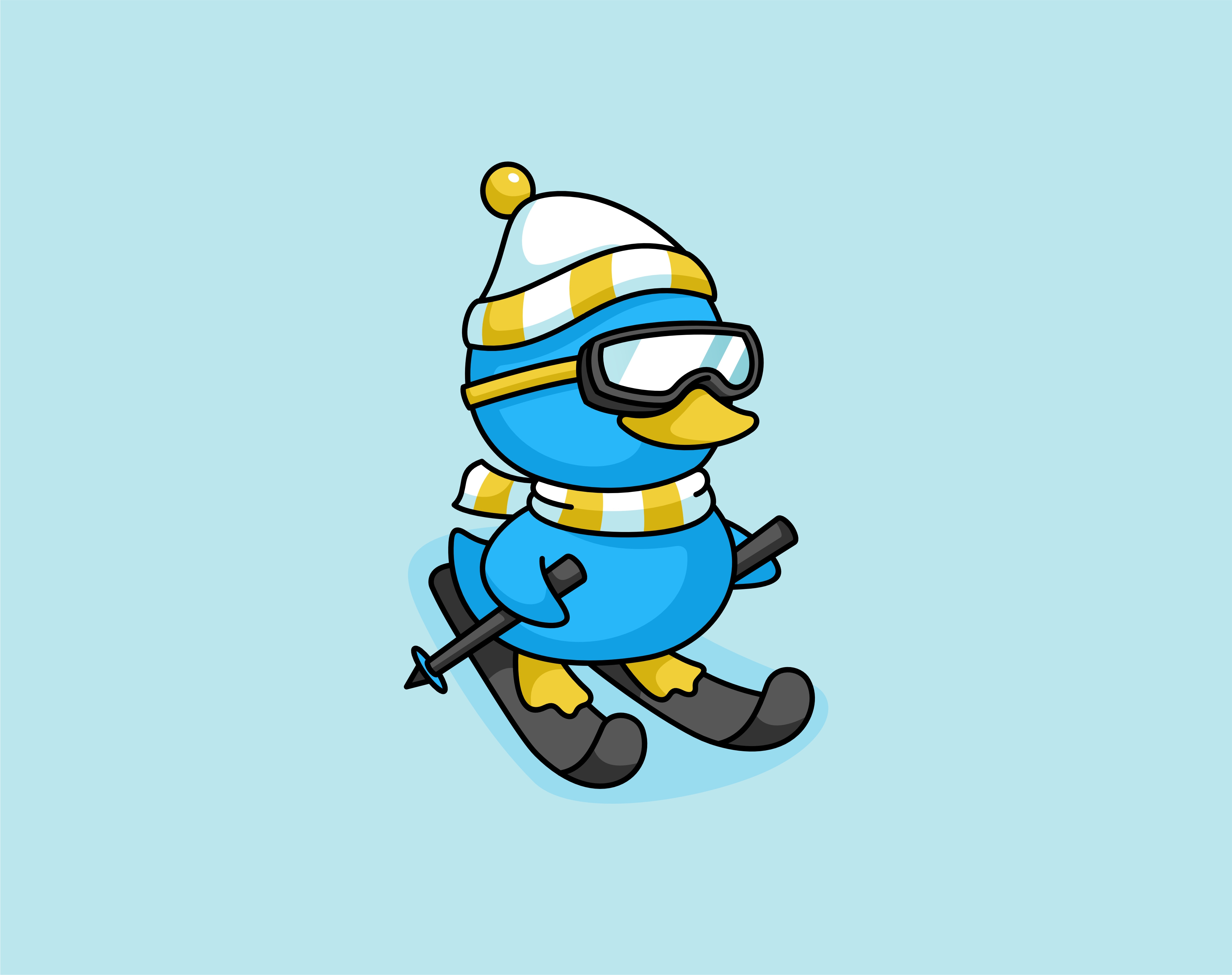 Duck Ski animal branding character cute design duck holiday illustration logo mascot ski snow ui unused winter