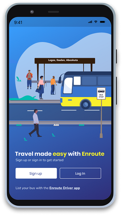 Onboarding screens for a transit bus app illustration mobile app ui