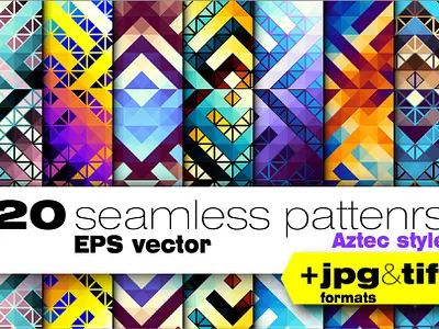 Seamless geometric collection abstract aztec aztec pattern aztec style geometric geometrical pattern seamless symmetric triangles vector vector patterns