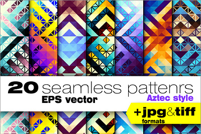Seamless geometric collection abstract aztec aztec pattern aztec style geometric geometrical pattern seamless symmetric triangles vector vector patterns