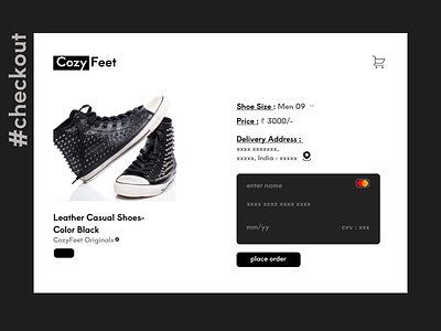 Credit Card based Checkout page for Shoes Shopping Web Design black and white checkout credit card dailyui day002 design form minimalistic payment responsive shoes snickers ui ux web