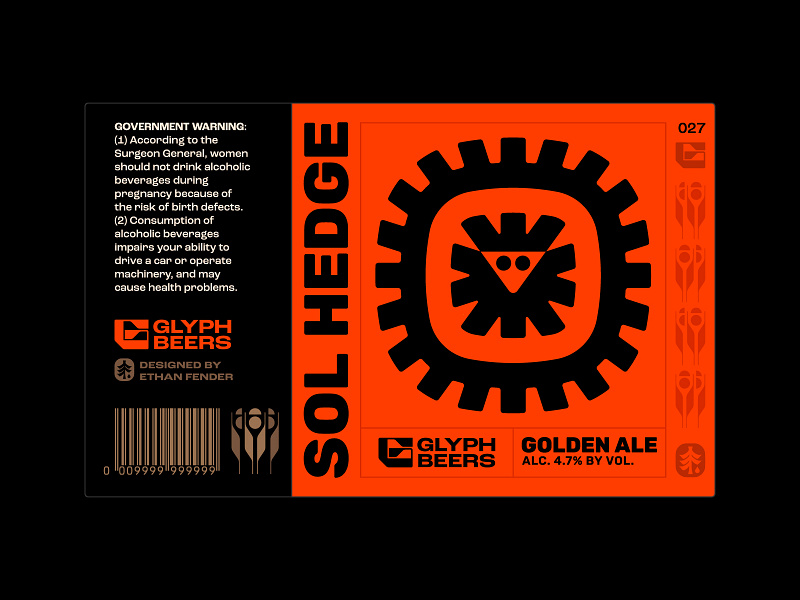 Glyph Beer 27 animal beer beer label emblem golden ale hedgehog icon logo mammal mayan nature packaging packaging design sigil sol sun symbol typography