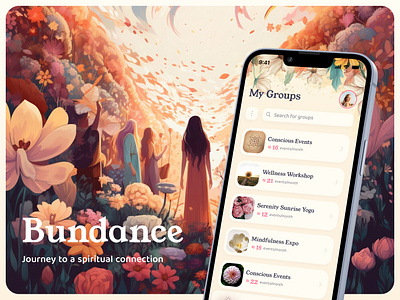 Bundance Ui/Ux Case Design — Yoga and Meditation App ai illustration branding digital graphic design health healthcare illustration interface meditation mobile mobile app product startup ui user experience yoga