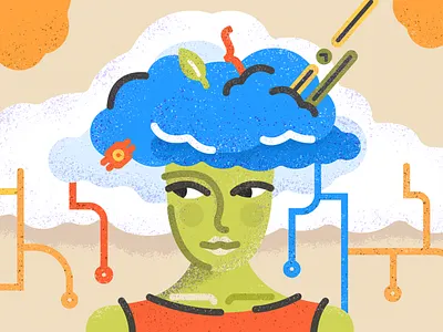 The Cloud as a Lady cloud code data database hair illustration server texture