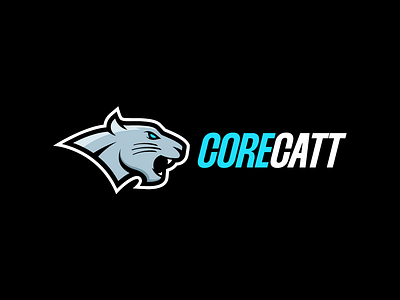 Logo for CORECATT animal branding cat character clean design drawing flat gaming graphic design icon identity illustration logo logo design mascot minimal panther typography vector