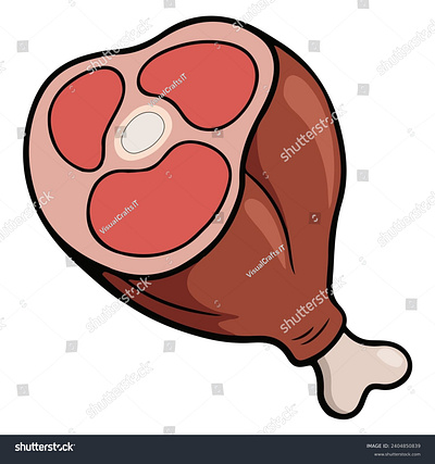 Chicken leg cartoon style vector illustration dinner