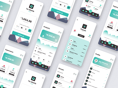 Expense App analysis app design expense figma finance graphic design illustration minimal minimalist mobile money spend splitwise trend ui ux vector