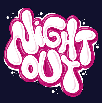 Night out branding dancing design drinks friends fun goodtimes graffiti graphic design illustration lettering logo merch night party pink procreate purple typography vector