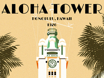 Aloha Tower (2) aloha architecture art deco hawaii honolulu illustration landmark vintage