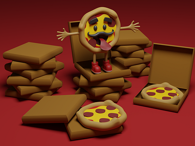 Ahh My Pizza Has Come Alive! 3d 3dmodelling foodanddrink mascott mascottdesign pizza