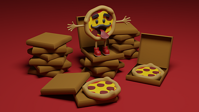 Ahh My Pizza Has Come Alive! 3d 3dmodelling foodanddrink mascott mascottdesign pizza