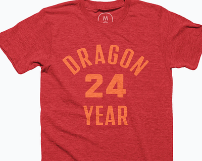 Dragon Year 24 T-shirt 2024 24 athletic t shirt chinese new year chinese zodiac dragon red and orange red and yellow t shirt design twenty four year of the dragon