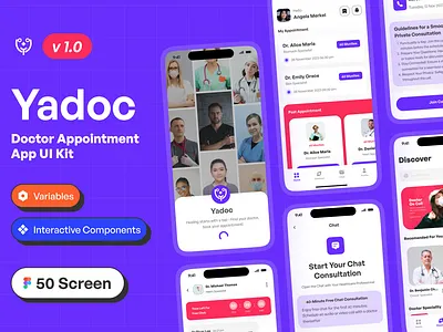 Yadoc - Doctor Appointment App UI Kit design doctor app design doctor app ios doctor app mobile doctor appointment doctor appointment ui kit doctor ios design doctor ui app doctor ui kit health ui kit ios ui design ios ui kit logo ui ui app ui artist ui design ui kit ui mobile uiux