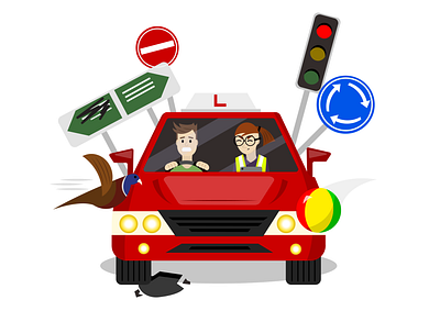 Driving Test Chaos driving drivingtest graphicdesign illustration illustrator vector vectorgraphics vectorillustration vehicles