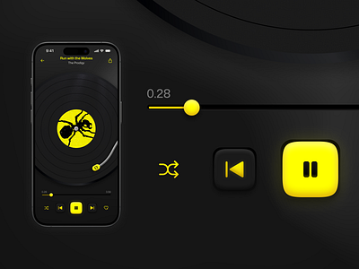 Turntable-inspired Music App (Concept) figma mobile mobile app mobile ui music music player skewmorphism texture ui vynil yellow