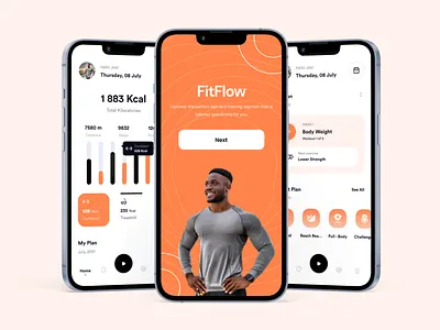 FitFlow app design figma graphic design mobile app mockup ui ui design uiux ux wireframing