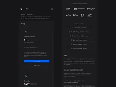CryptoSea Mobile Dashboard - Plans & Pricing page dashboard design mobile mobile dashboard plans pricing ui ux