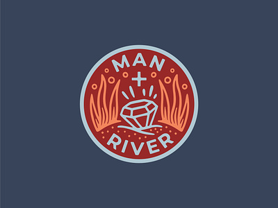 Man + River Badge badge branding design diamond graphic design illustration illustration art patch river riverweed seaweed texture treasure typography underwater vector