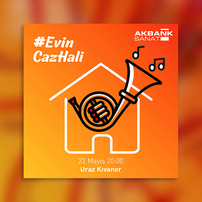 Jazz in the LivingRoom 2 #EvinCazHali gradient graphic design icon design icon set jazz at home music music icon orange red social media post