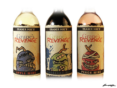 Grape's Revenge bottle fruit fruit wine illustration label trader joes typography wine