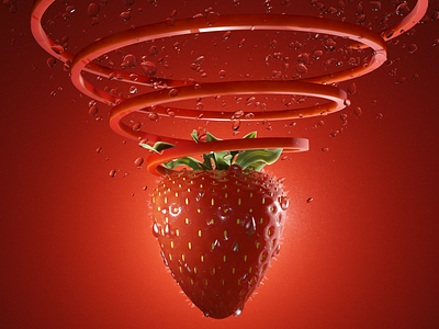 3D Strawberry, Blender model and render 3d 3d art 3d model blender branding design hyperrealistic render illustration render strawberry