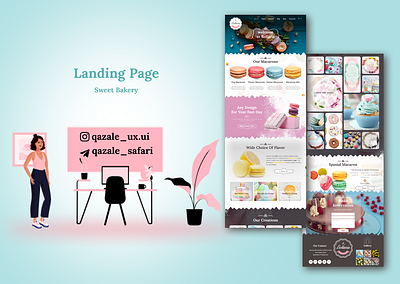 Sweet Bakery (Landing Page) graphic design illustration landing page ui ux uxui design طراحی سایت