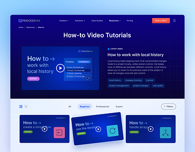 Resources section How-to User guide video tutorials blog branding design system hero page how to identity it marketing marketing assets marketing design product marketing quick start resources ui uiux user guide video cover video section video tutorial web design web page