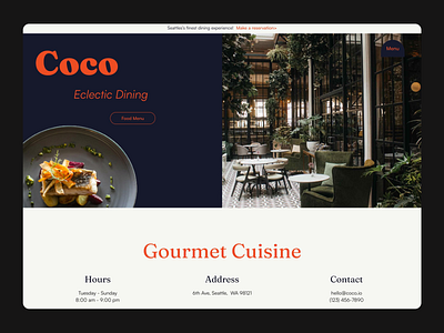 Restaurant Web Design - Coco Webflow Template clean website fine dining restaurant website luxury restaurant website minimal restaurant website modern restaurant restaurant web design restaurant website sans serif serif