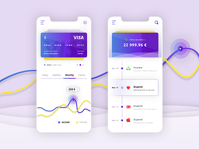 Payment app application android ios brand branding credit card dashboard expend income finance graphic design illustrator ai payment photoshop psd print designer senior designer seraphinbrice creativemarket statistics curves graphics total balance typo typography ui ux designer