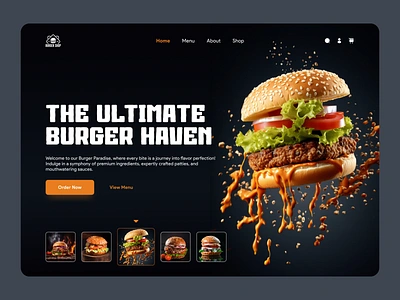 Burger Shop Website Hero Banner - @alenn.design app burger burgerking design design app dribbble post eat fast food fastfood food delivery ios landing page mcdonalds order restaurant tasty food ui ui website website work