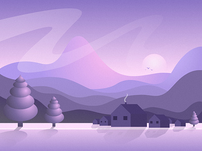 Midwinter affinity designer landscape lavendar lilac mountains purple vector vector landscape winter