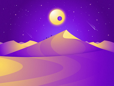 Desert Nights affinity designer desert desert night landscape purple sand dunes vector vector landscape