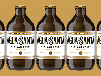 Agua Santa Stubby aztec beer bottle branding craft beer custom type illustration mexican mexico packaging redesign
