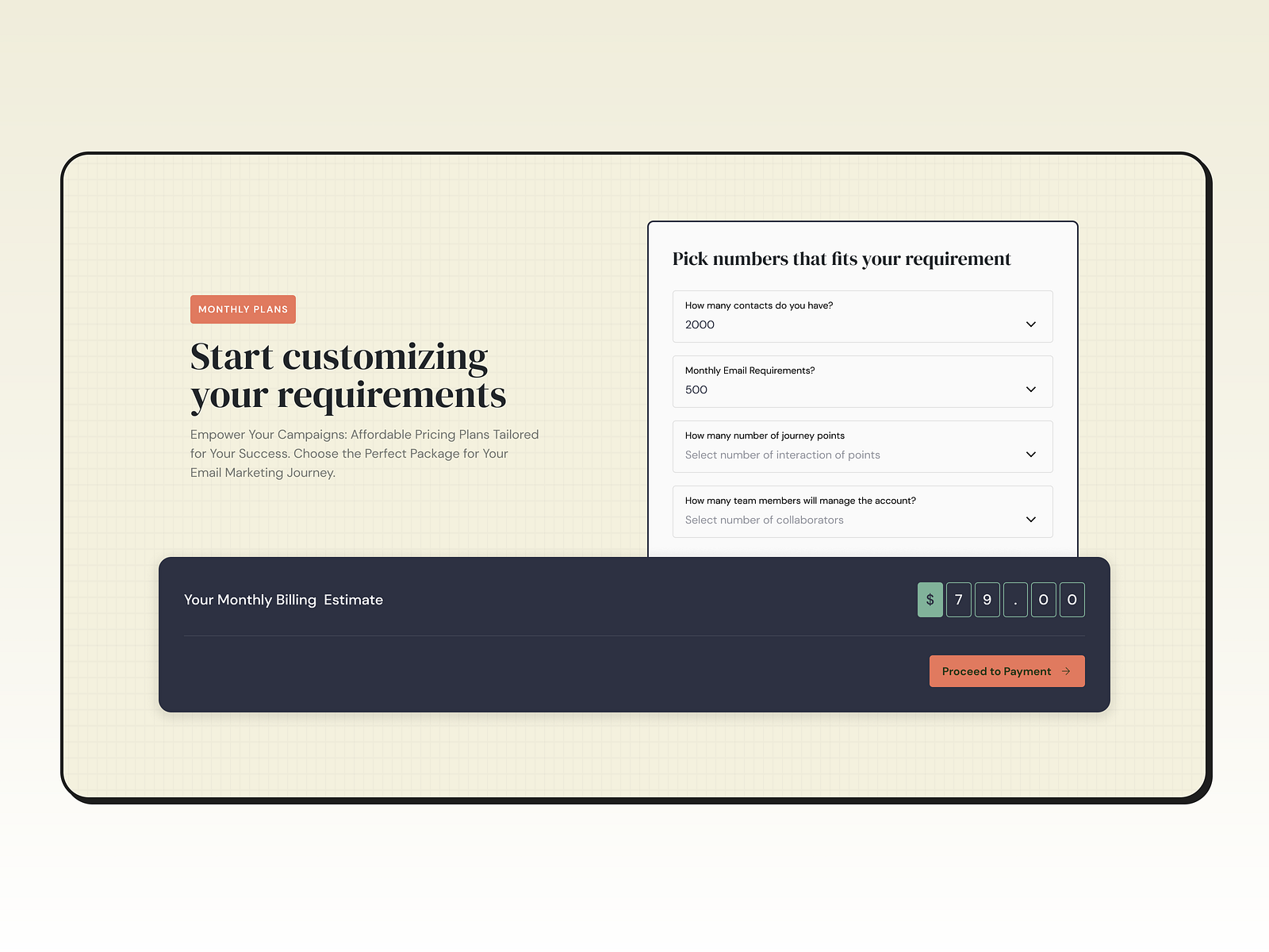  Elements Interactive Pricing Calculator by Vouch Digital on Dribbble