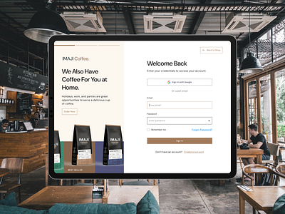 Imaji Coffee Website - Onboarding Design app coffee design ecommerce landing page login page onboarding online shop sign in ui ui kit ux web design website