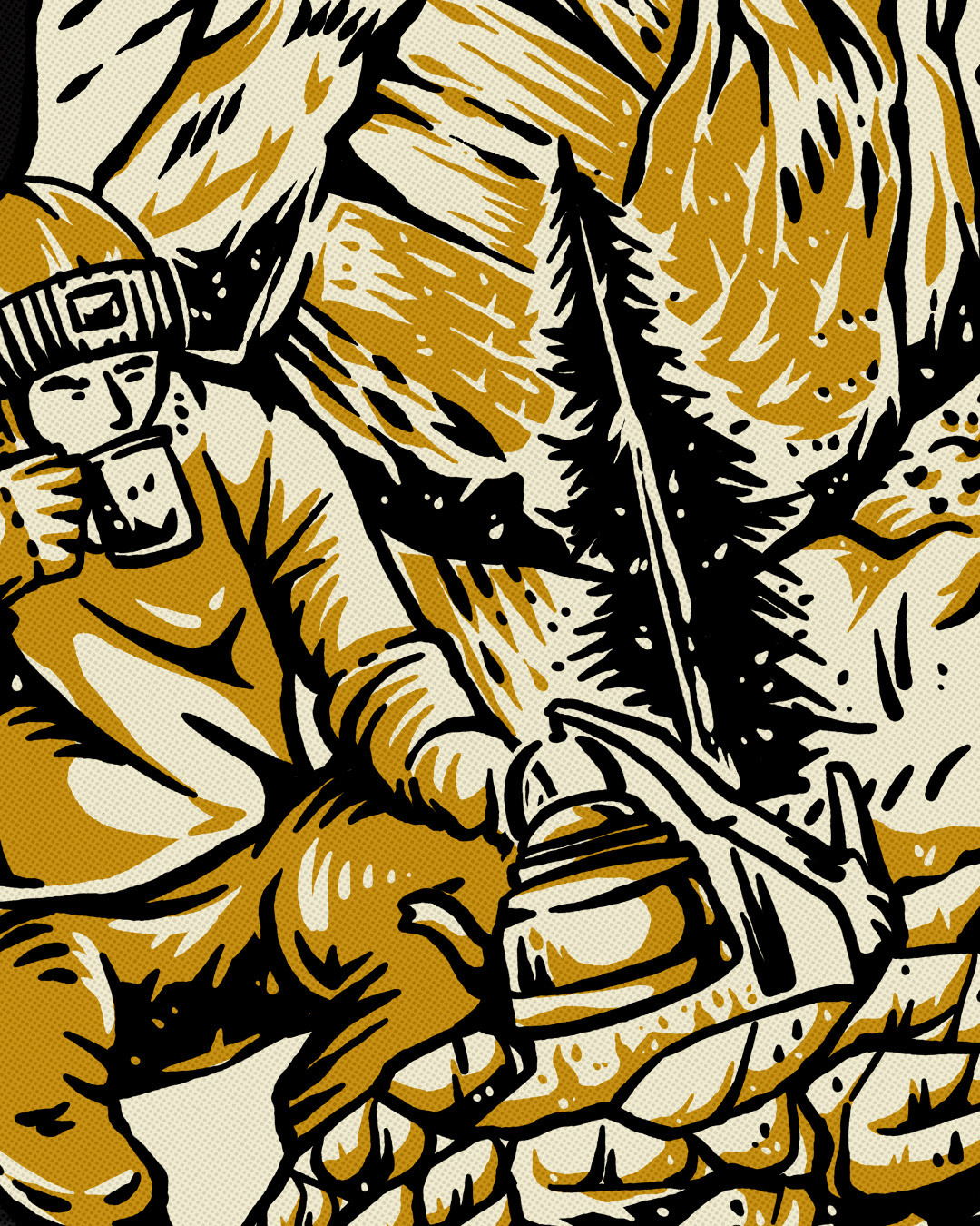 Coffee, Wild and Free artwork campfire camping characterdesign coffee commissionwork illustration mountain nature outdoor river wild