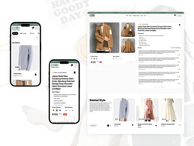 Toserba - Fashion Store Landing Page brand branding carousel design detail page earth tone ecommerce fashion japanese landing page light mode neat shop shoping simple store style ui ux website