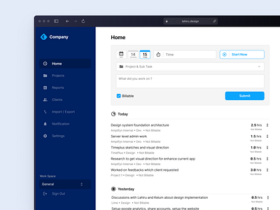 Designing the simplest time reporting tool for track time blue list product design report report time sass task management time timetracking time tracking