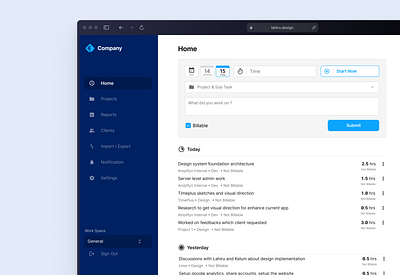 Designing the simplest time reporting tool for track time blue list product design report report time sass task management time timetracking time tracking
