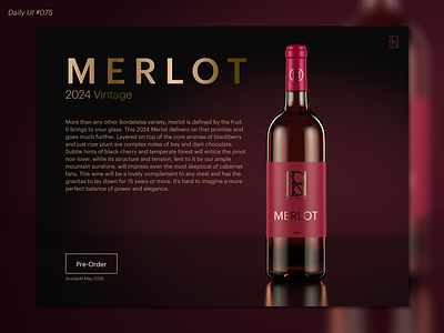 Daily UI #075: Pre-Order daily ui design figma graphic design merlot pre order ui wine
