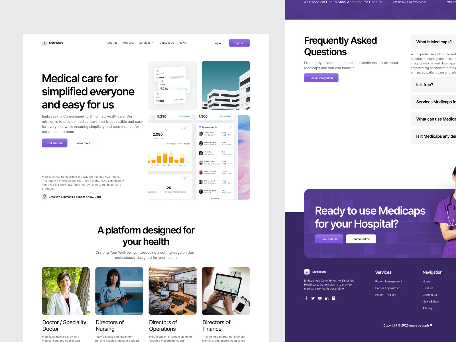 Medicaps - Medical SaaS Landingpage 💊 clean doctor health data health treatment healthcare data healthcare ui healthcare website insuretech medical care medical ui medical website medicine online medicine patient patient data saas saas websites startup web