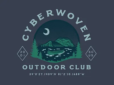 Outdoor Club Badge badge design canoe graphic design hand drawn hiking illustration lake mountains outdoors retro badge shirt design south carolina vector illustration