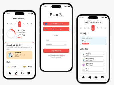 Food & Fit App food gym sport ui